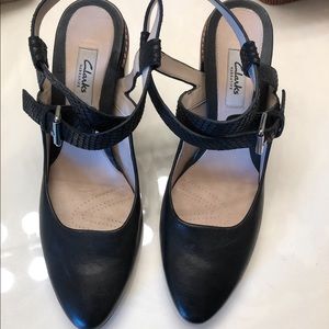 Clarks leather heels.